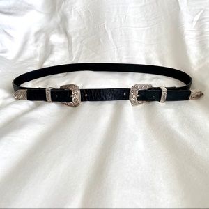 Double Buckle Leather Belt